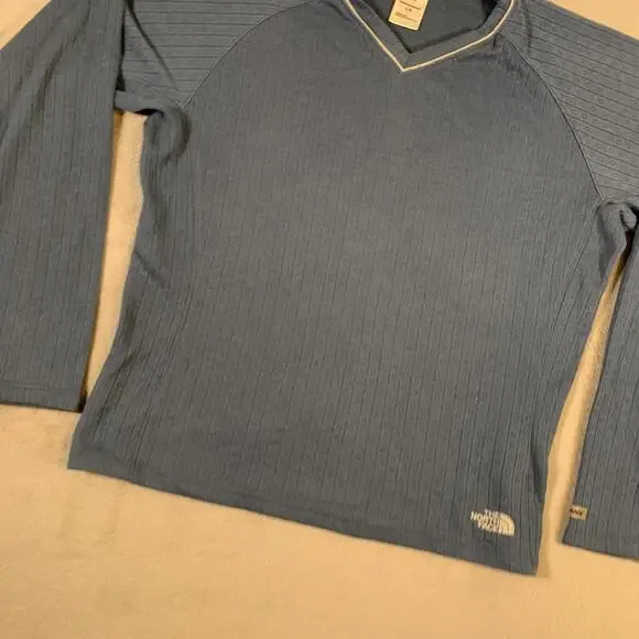 The North Face Women’s Long Sleeve Lightweight Blue Vaporwick Shirt Made USA U54 - Picture 6 of 13